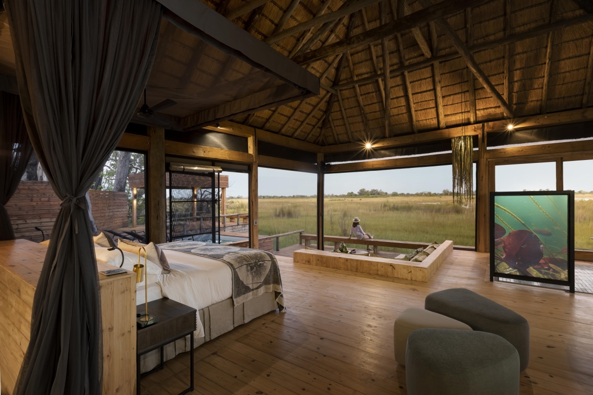 L'hébergement à Vumbura Plains, situé dans l'Okavango.